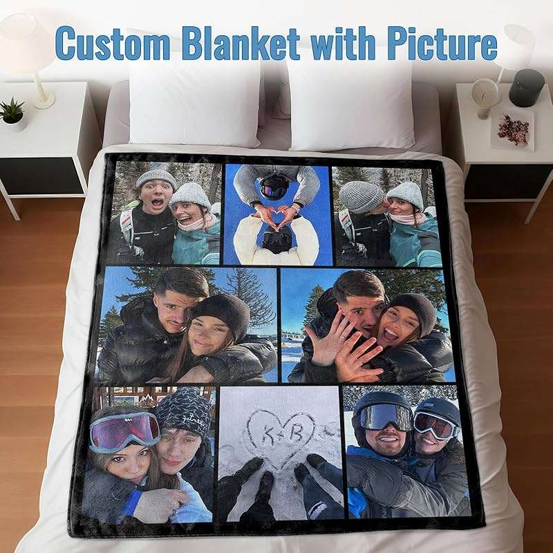 Ultragifta Custom Blanket with Picture Girlfriend Boyfriend Gifts Customized Fleece Photo Blanket Personalized Blankets for Couples Birthday Valentines Day Blankets Gifts for Husband Wife - Image 3