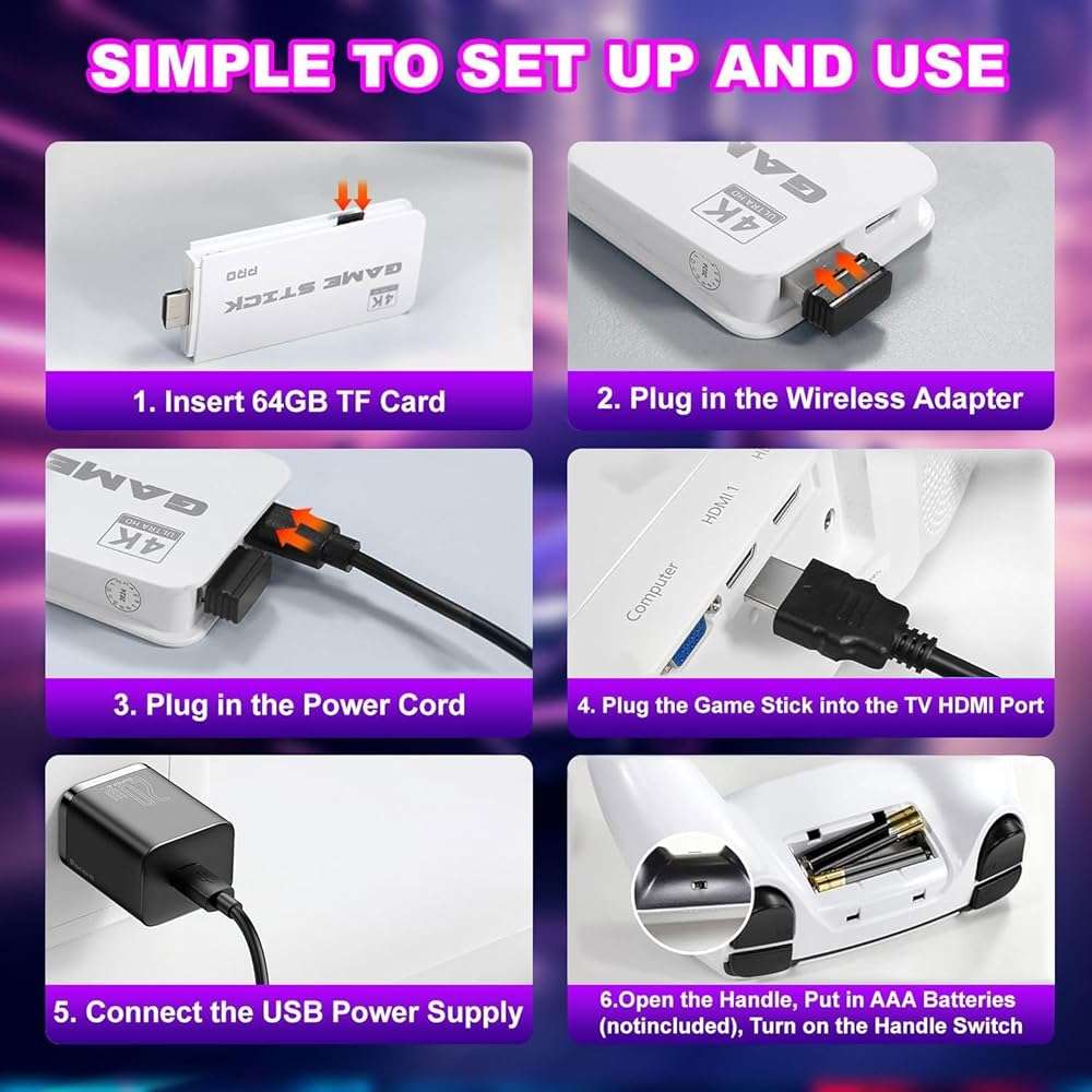 Retro Gaming Console, Game Stick,4K HDMI Output, 40,000+ Games and 23 Emulators, Dual 2.4G Wireless Controllers,Plug and Retro Play Video Games for TV (M15) - Image 6