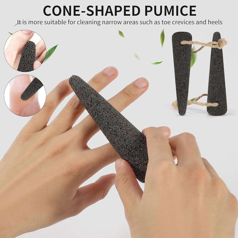 ÖkoStamm 4 PCS Natural Volcanic Pumice Stone for Feet - Rough Feet Scrubber with Hanging Rope for Dead Skin Removal, Pedicure Exfoliation Tool Use for Feet, Elbows, Knees - Image 5