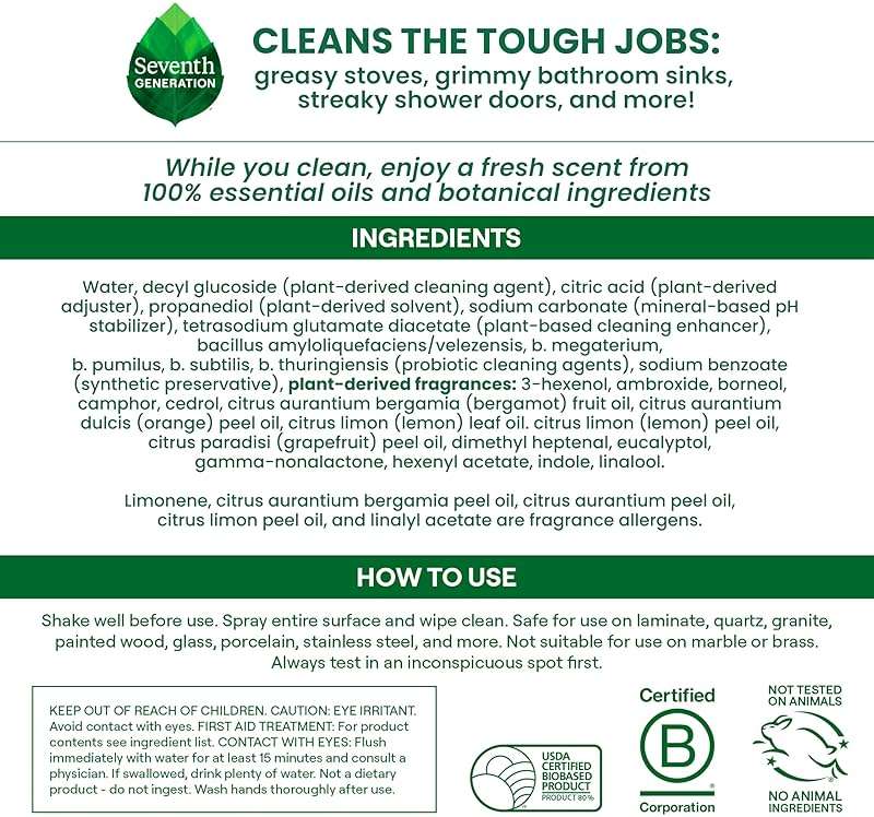 Seventh Generation Ultra Deep Probiotic Multi Surface Cleaner, 9.4 Fl Oz, Grapefruit & Orange, 80% USDA Biobased All Purpose Cleaning Spray, Breaks Down Tough Grease & Grime, Safe for Kids & Pets - Image 2