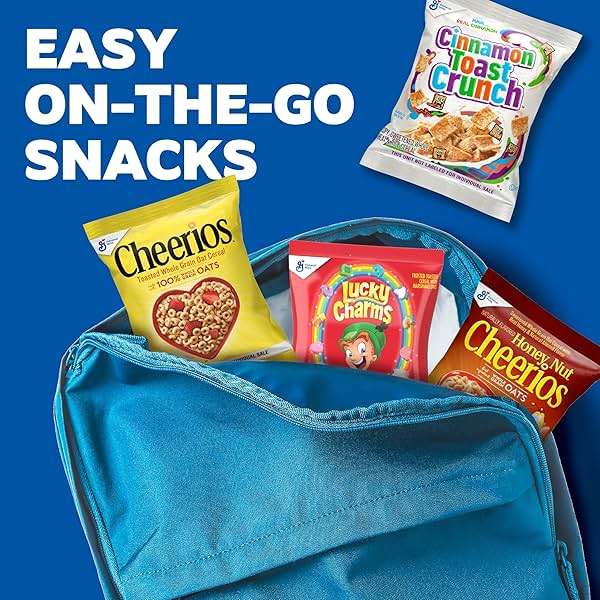 Breakfast Cereal Variety Pack, Lucky Charms, Cinnamon Toast Crunch, Cheerios, and Honey Nut Cheerios, 8 Pouches, 9.14 oz - Image 4