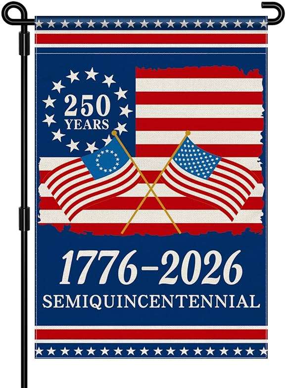 250th Anniversary America Garden Flag, 250 Anniversary USA Flag 1776-2026 Commemorative Patriotic 250 Years Banner 4th of July Yard Sign Double-Sided Waterproof Garden Flag 12x18 Inch - Image 1
