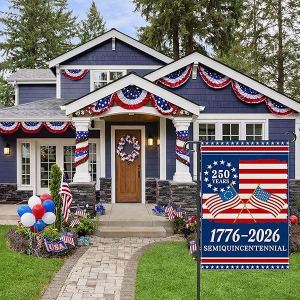 250th Anniversary America Garden Flag, 250 Anniversary USA Flag 1776-2026 Commemorative Patriotic 250 Years Banner 4th of July Yard Sign Double-Sided Waterproof Garden Flag 12x18 Inch - Image 8