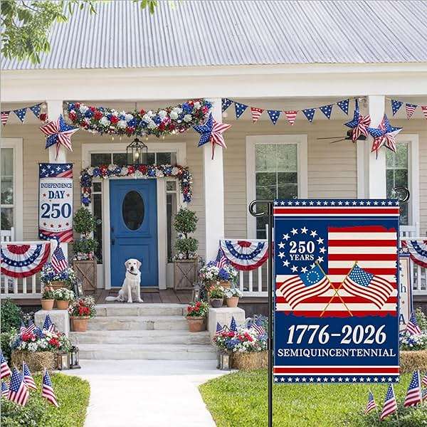 250th Anniversary America Garden Flag, 250 Anniversary USA Flag 1776-2026 Commemorative Patriotic 250 Years Banner 4th of July Yard Sign Double-Sided Waterproof Garden Flag 12x18 Inch - Image 9