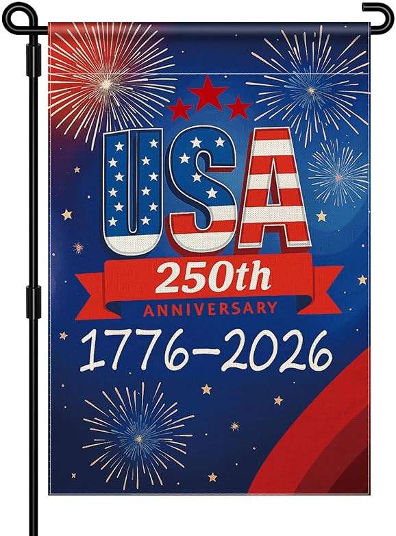 250 Anniversary USA Garden Flag, 250th Anniversary America Flag 1776-2026 Commemorative Patriotic 250 Year Banner 4th of July Yard Sign Double-Sided Waterproof Garden Flag 12x18 Inch - Image 1