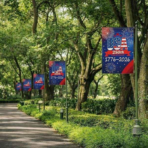 250 Anniversary USA Garden Flag, 250th Anniversary America Flag 1776-2026 Commemorative Patriotic 250 Year Banner 4th of July Yard Sign Double-Sided Waterproof Garden Flag 12x18 Inch - Image 2