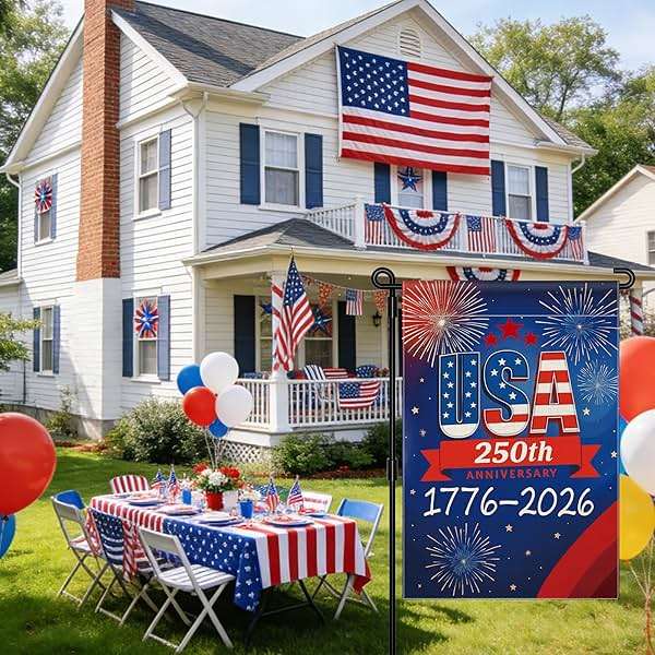 250 Anniversary USA Garden Flag, 250th Anniversary America Flag 1776-2026 Commemorative Patriotic 250 Year Banner 4th of July Yard Sign Double-Sided Waterproof Garden Flag 12x18 Inch - Image 3