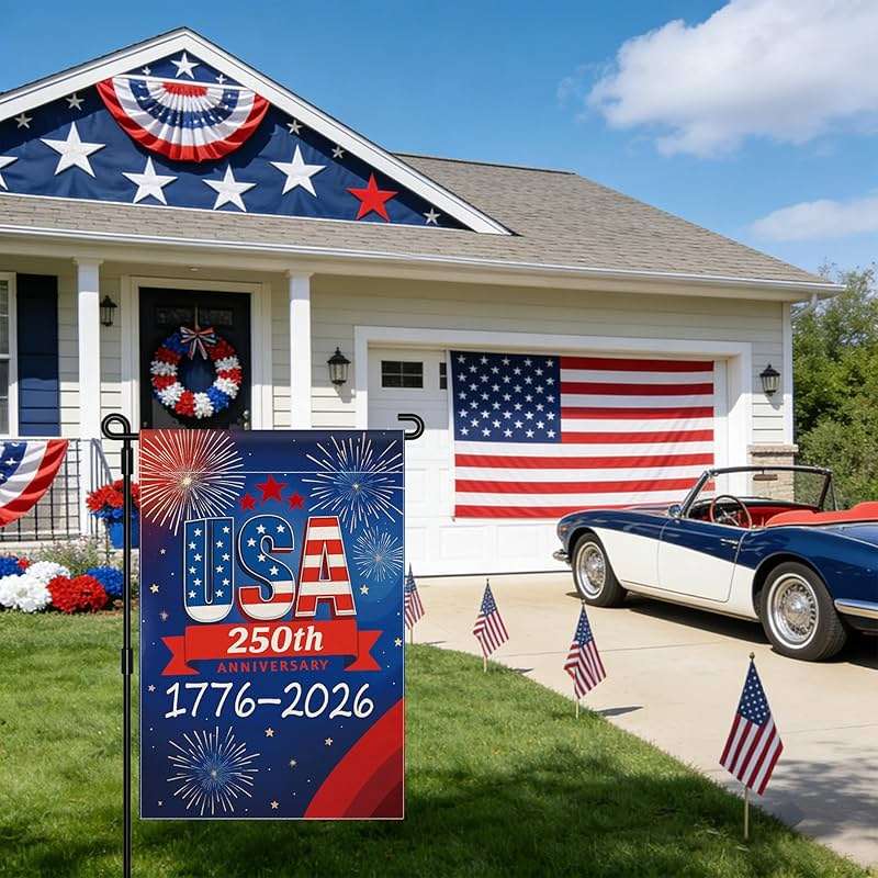 250 Anniversary USA Garden Flag, 250th Anniversary America Flag 1776-2026 Commemorative Patriotic 250 Year Banner 4th of July Yard Sign Double-Sided Waterproof Garden Flag 12x18 Inch - Image 4