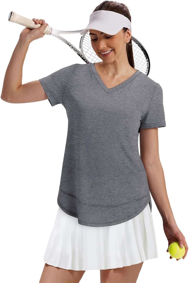 XIEERDUO Womens Workout Tops Short Sleeve Shirts Sun Protection UPF 50+ Quick Dry Outfits for Hiking Running V Neck S-3XL - Image 4
