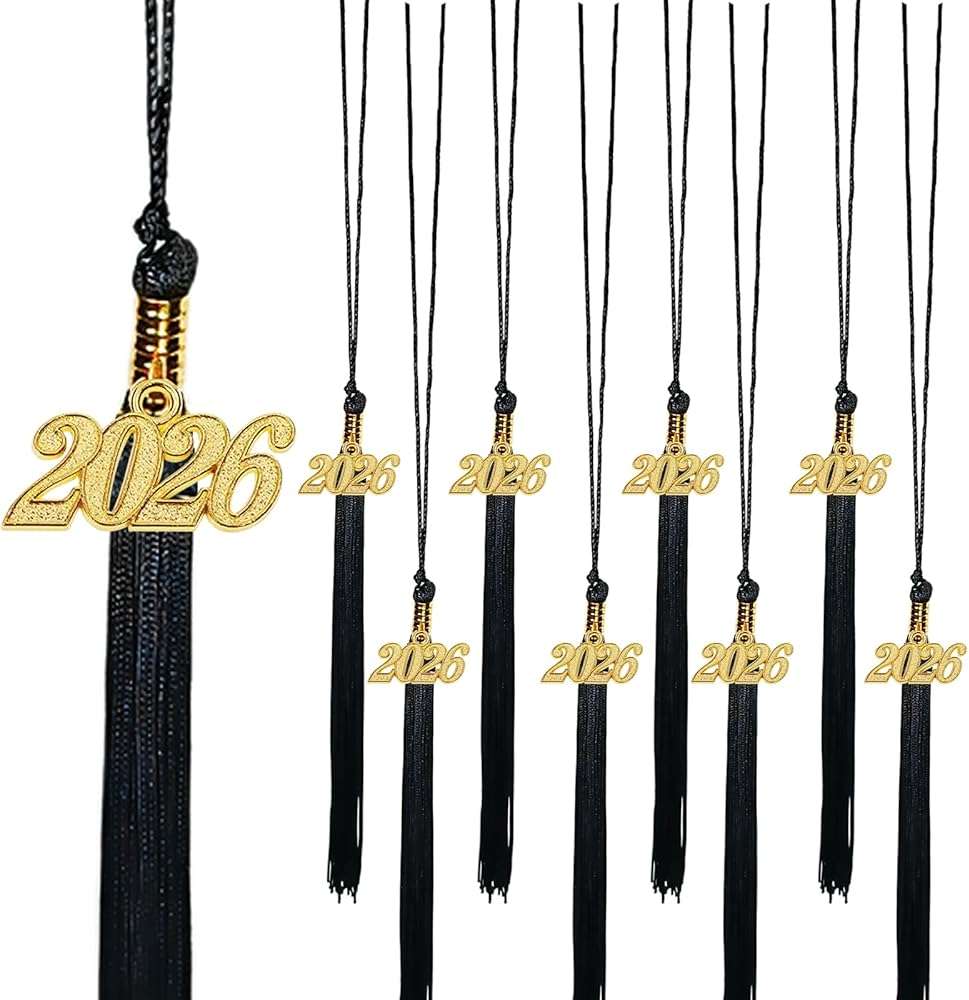 10 Pack 2026 Graduation Tassels with Grad 2026 Charms Pendent for Class of 2026 Academic Graduate Parties Ceremonies (Black) - Image 1
