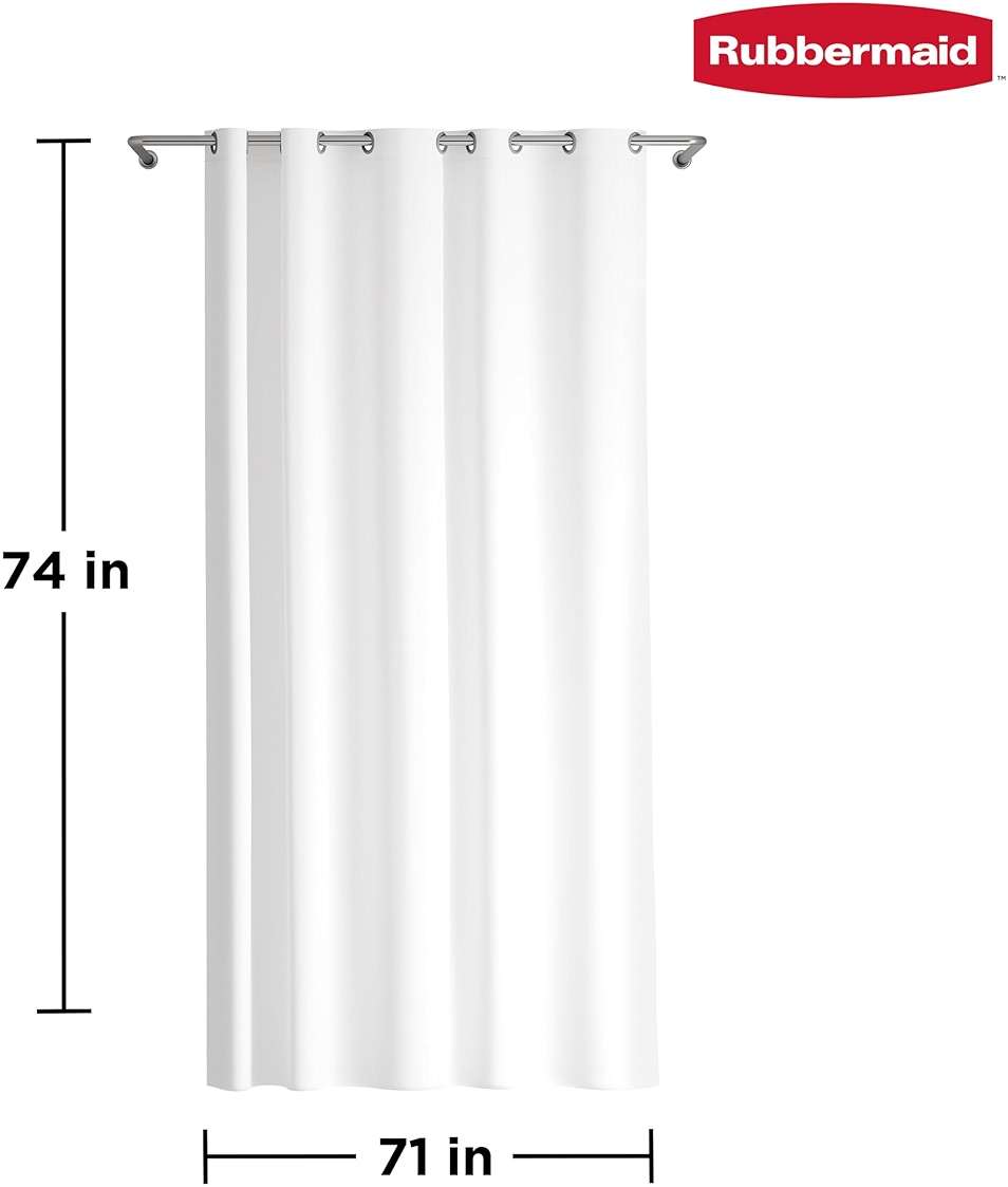 Rubbermaid White No Hook 3-in-1 Shower Curtain, Heavyweight Waterproof PEVA Instacurtain for Bathroom with Magnets and Charcoal Gray Built-in Rustproof Rings, 71” x 74”, White - Image 3