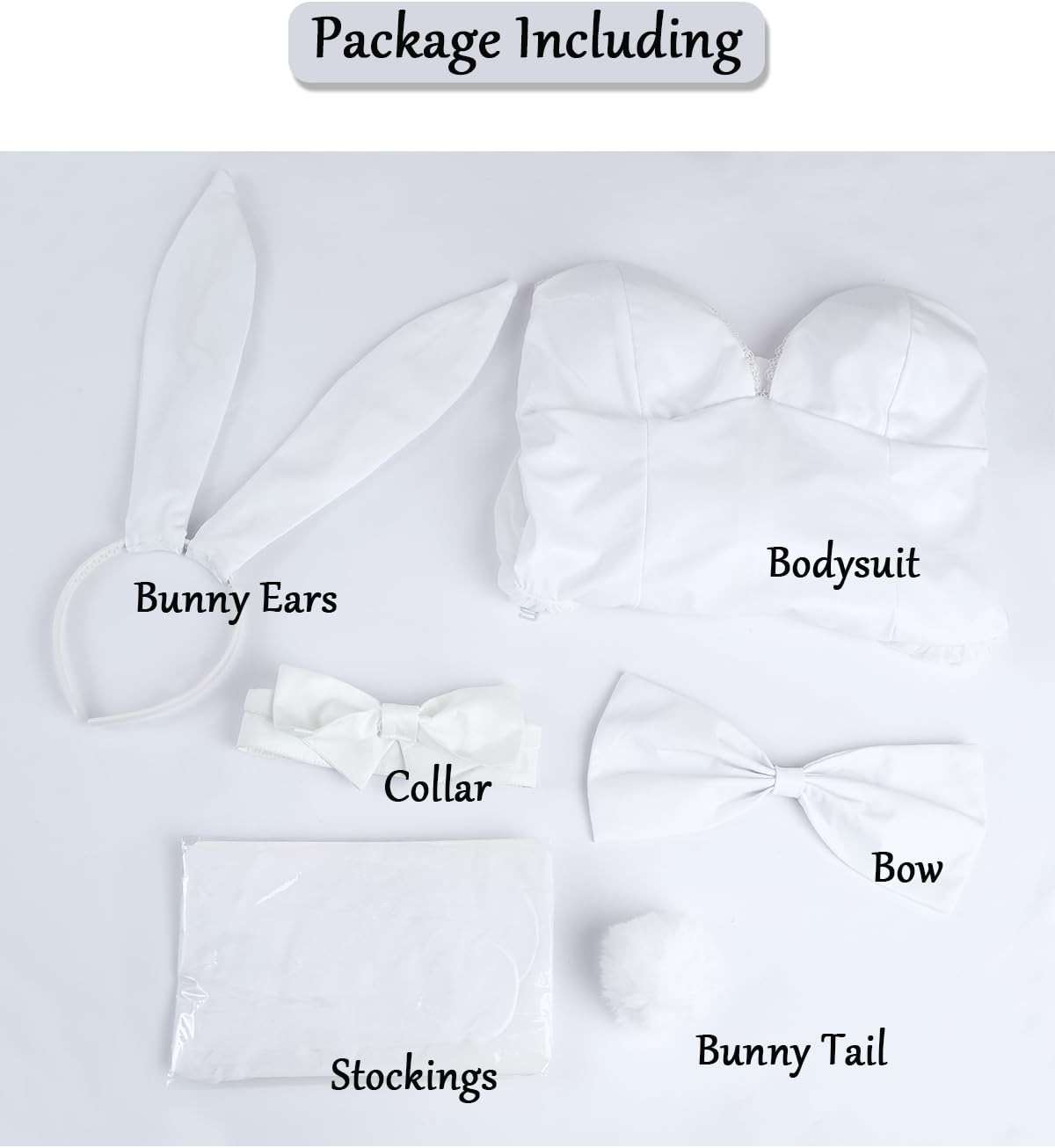 NUOQI Bunny Costume Suit Adult Women White Bunny Cosplay Girl Anime Bodysuit Halloween Set - Image 7
