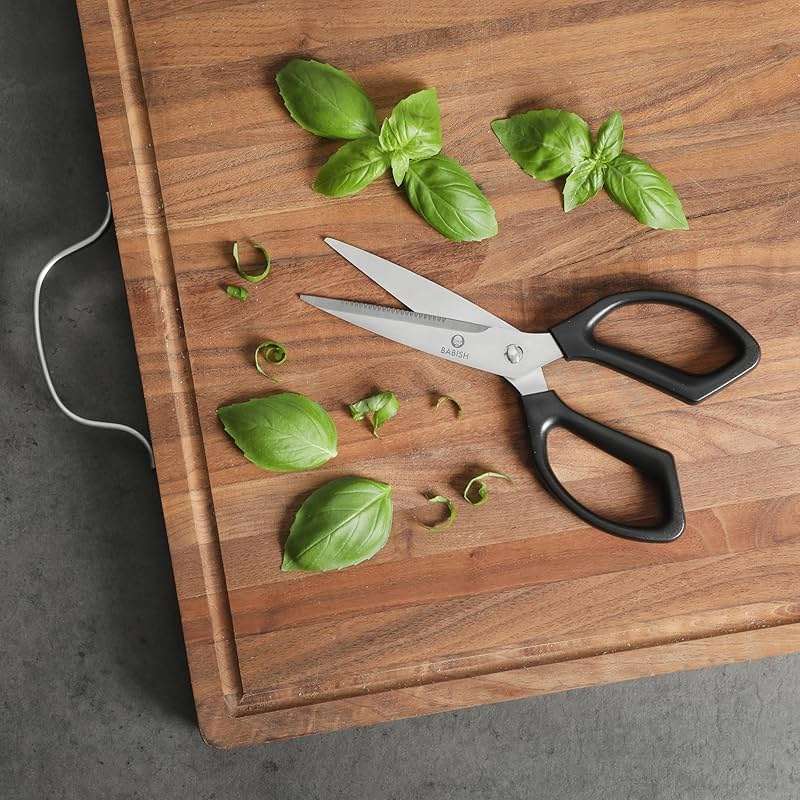 Babish All Purpose Heavy Duty Kitchen Shears Durable Stainless Steel 4 Inch Blade Scissors, Black - Image 3