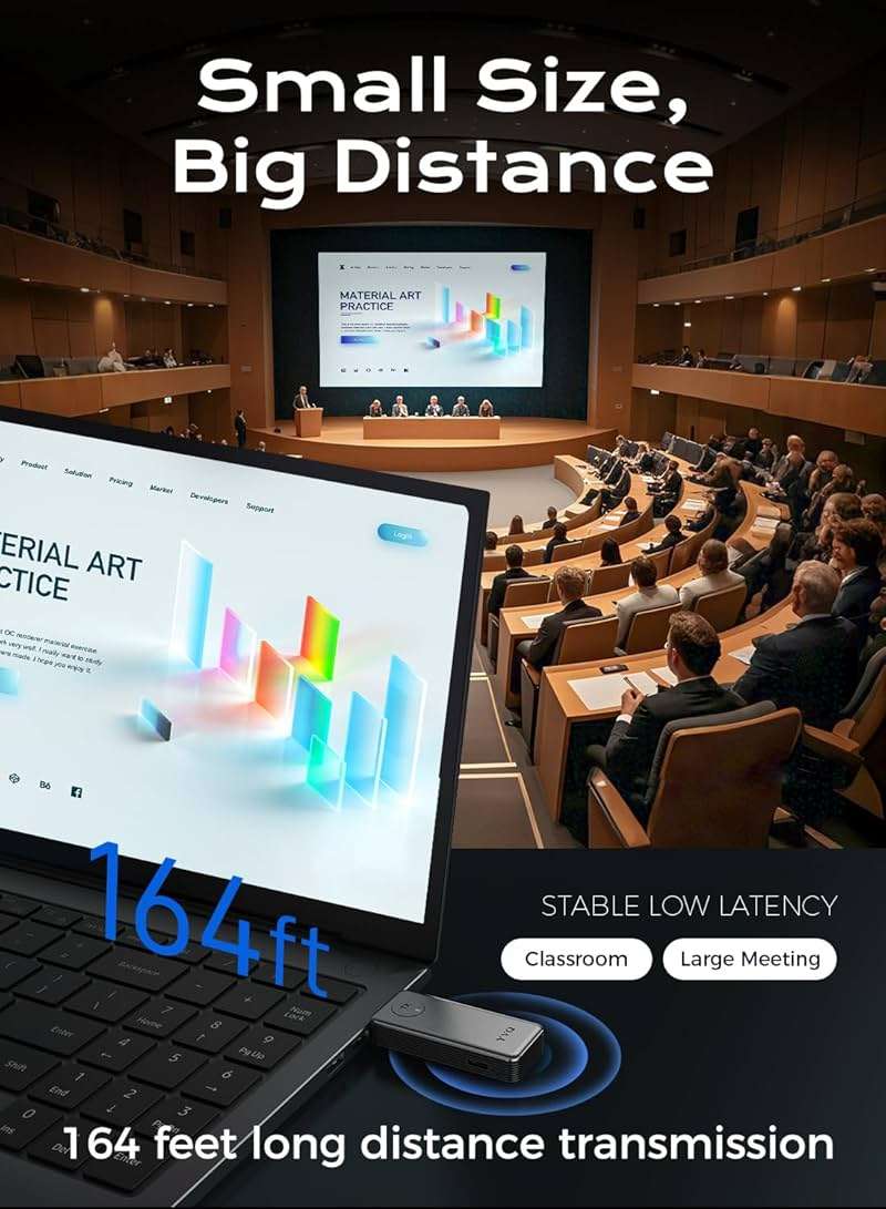YVQ 2025 Upgraded Wireless HDMI Transmitter and Receiver, 4K Decode 1080P Output,2.4G/5G Plug&Play Portable HDMI Wireless for Streaming Video and Audio to Monitor from Laptop/TV Box - Image 6