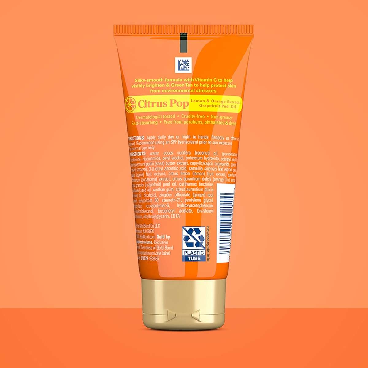 Gold Bond Citrus Pop Glowing Hand Cream Set with Vitamin C to Help Visibly Brighten and Green Tea to Help Protect Skin from Environmental Stressors, Vibrant Citrus Pop Scent, 3 oz, 4 pk - Image 2