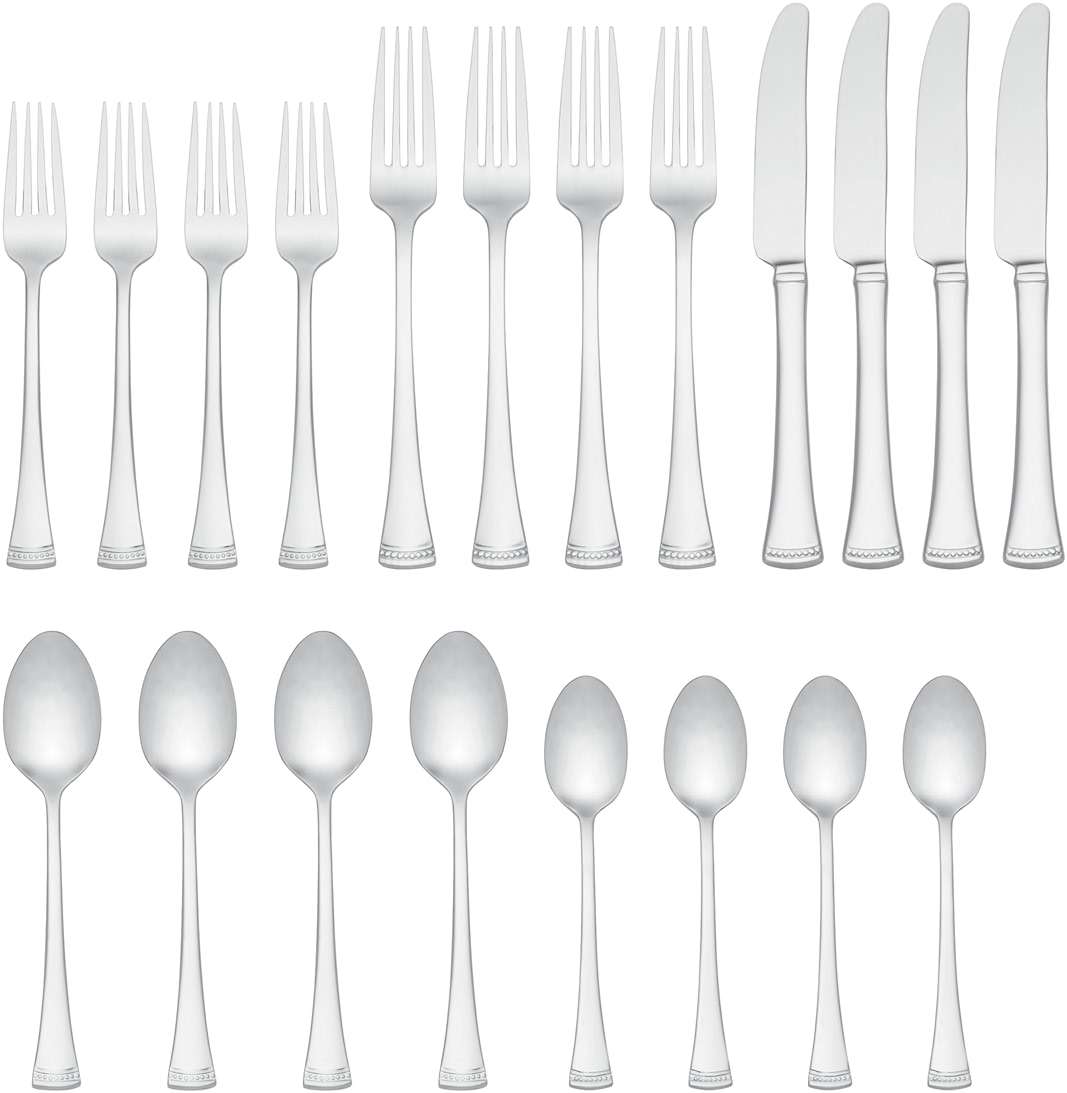 Lenox Silverware Set, Portola Mirror 20 Piece Flatware Set, Service For 4, 18/10 Stainless Steel, Dishwasher Safe, Flatware Cutlery Sets, Utensils, Knives Spoons and Forks, Home (Silver, 20 Pieces) - Image 3
