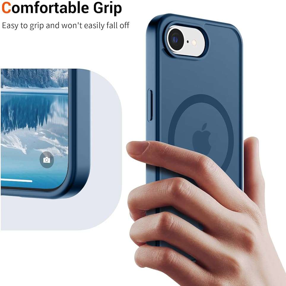 vnnink for iPhone 17e Case & iPhone 16e Case,Magnetic Matte Military Grade Drop Protection Translucent Cell Phone Cover - Slim Rugged Durable Shockproof Bumper Cover-Deep Blue - Image 7