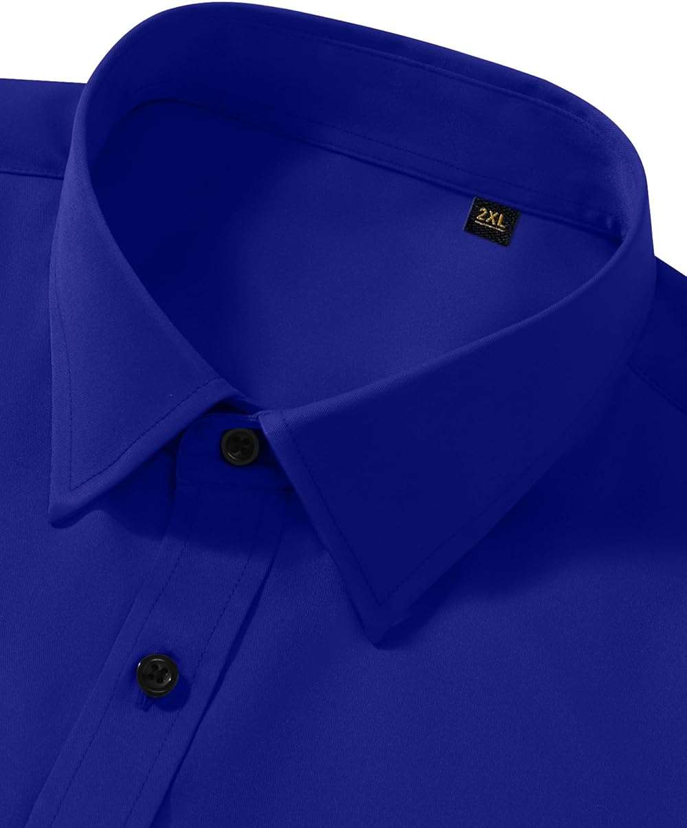 Lusead Men's Dress Shirts Long Sleeve Stretch Wrinkle Free Wedding Formal Business Button Down Shirt - Image 3
