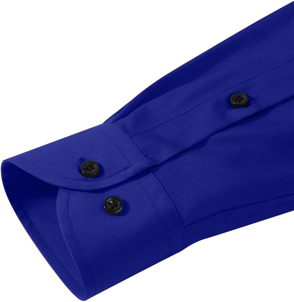 Lusead Men's Dress Shirts Long Sleeve Stretch Wrinkle Free Wedding Formal Business Button Down Shirt - Image 5