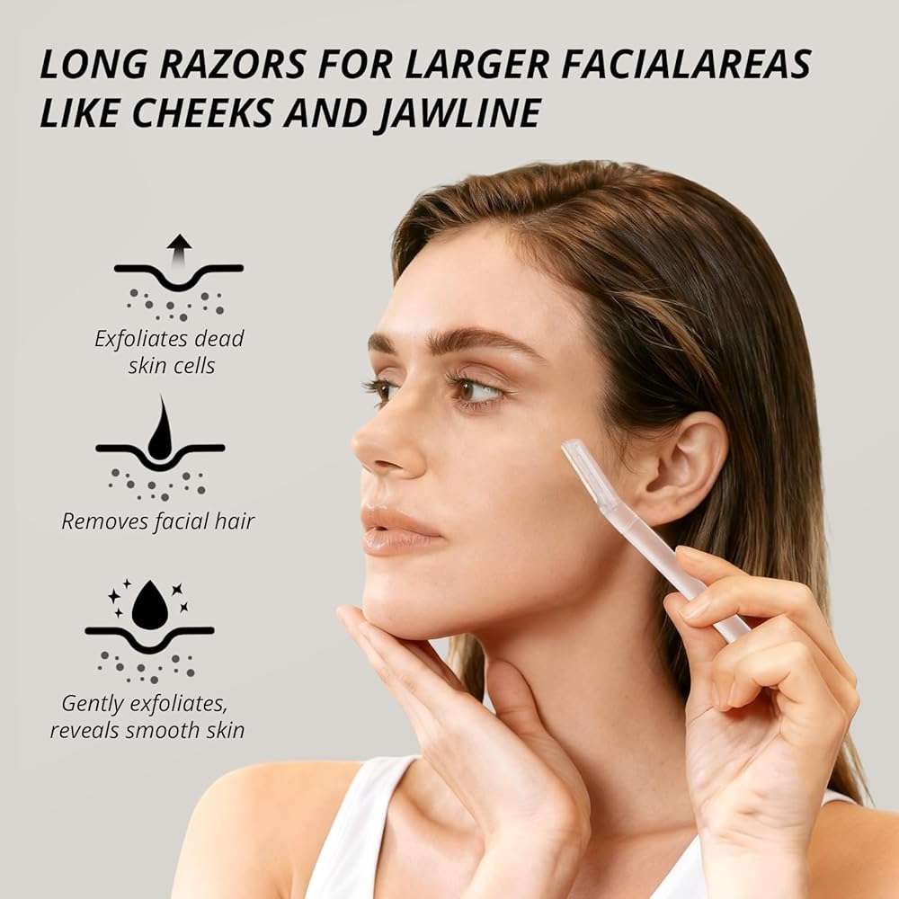 Mistfree Dermaplane Razor for Women Face, 10PCS Eyebrow Razors, Dermaplaning Tool with Storage Case, Professional Face Razors for Peach Fuzz Removal, Eyebrow Shaping, Smooth Skin & Gentle Exfoliation - Image 7