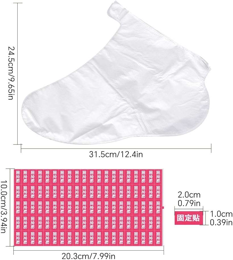 KAZIPOP 200PCS Plastic Foot Covers Clear Foot Mask Socks with Stickers Leak-Proof Disposable Foot Masks for Pedicure & Foot Care Moisturizing - Image 7