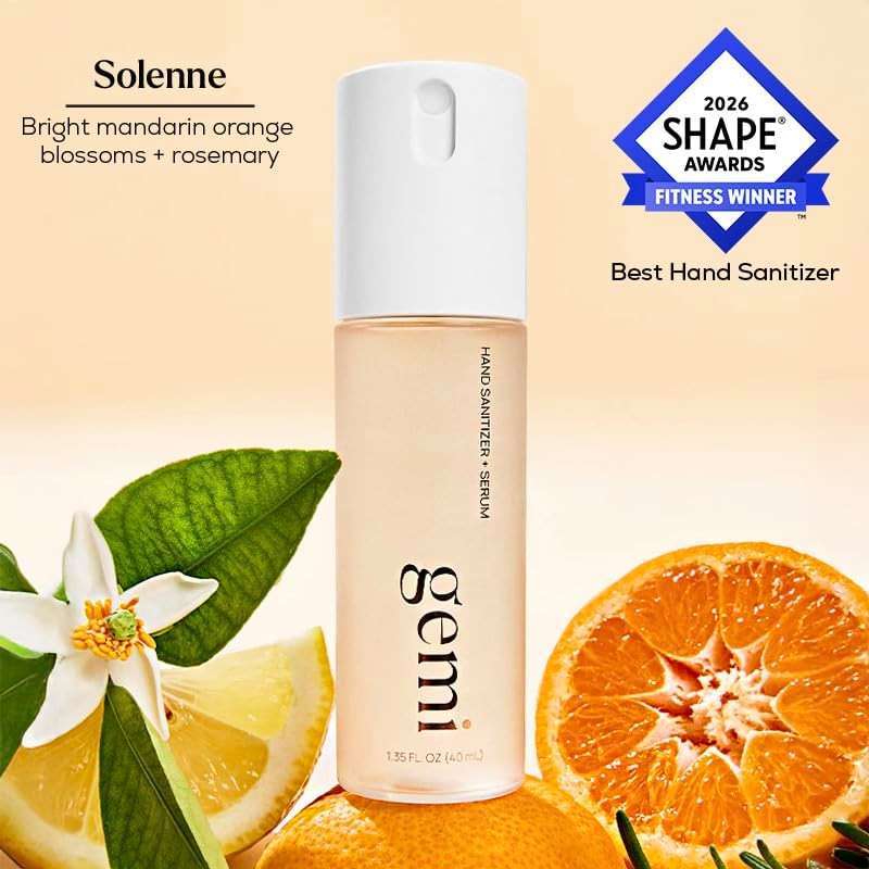 gemi Hand Sanitizer + Serum™ | Travel Spray Size Hydrating K-Beauty Formula with Centella, Vitamin B5 & Green Tea | Kills 99.9% of Germs | Portable Pocket Orange, Rosemary & Lemon Mist | Solenne - Image 3