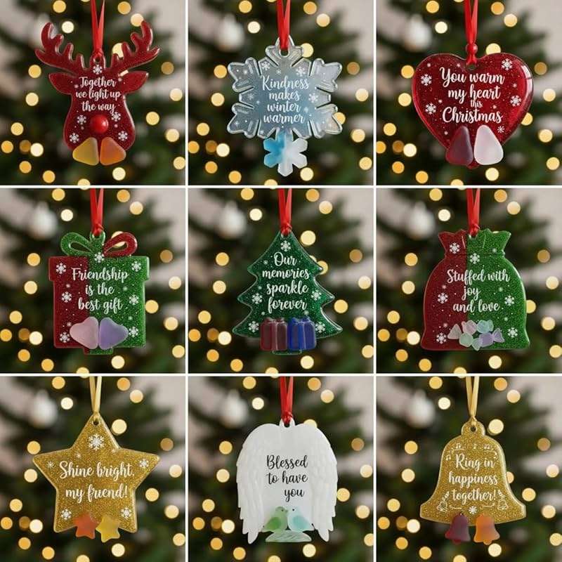 Sea Glass Christmas Ornaments - Shaped by Nature & Crafted by Hand, Sea Glass Christmas Tree Hanging Decorations, Coastal sea Glass Ornaments with Rope, Xmas Holiday Home Decor Gift (Reindeer) - Image 3