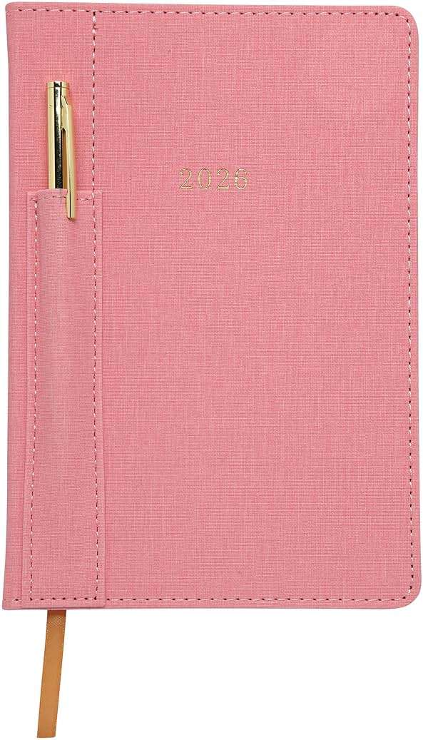 WORLD TRAVELER 2026 Planner - Weekly and Monthly Planner - 6x8 Planning Notebook & Calendar Agenda with Pen, Pink Textured - Image 3