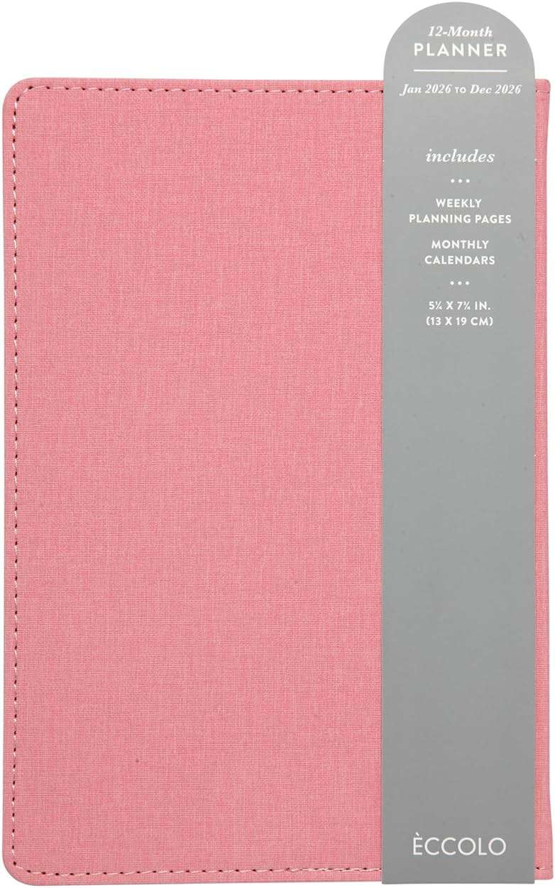 WORLD TRAVELER 2026 Planner - Weekly and Monthly Planner - 6x8 Planning Notebook & Calendar Agenda with Pen, Pink Textured - Image 4