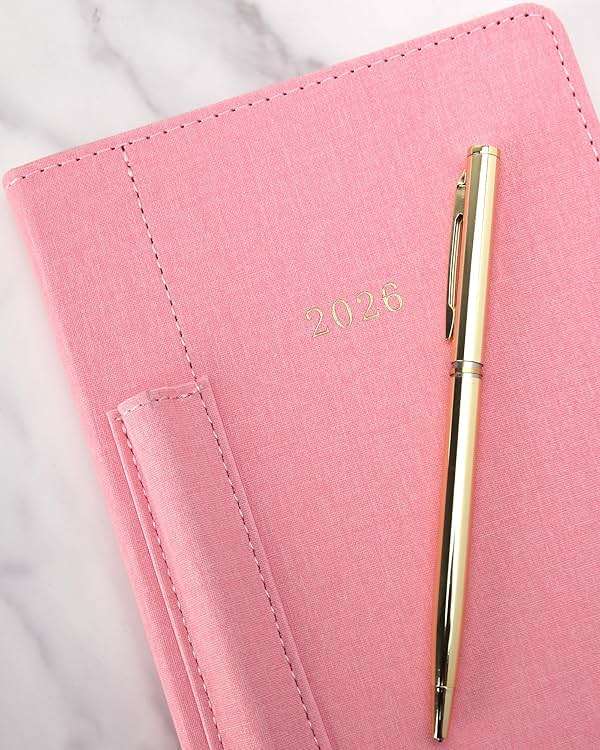 WORLD TRAVELER 2026 Planner - Weekly and Monthly Planner - 6x8 Planning Notebook & Calendar Agenda with Pen, Pink Textured - Image 5