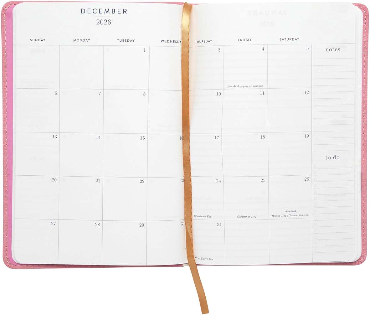 WORLD TRAVELER 2026 Planner - Weekly and Monthly Planner - 6x8 Planning Notebook & Calendar Agenda with Pen, Pink Textured - Image 7