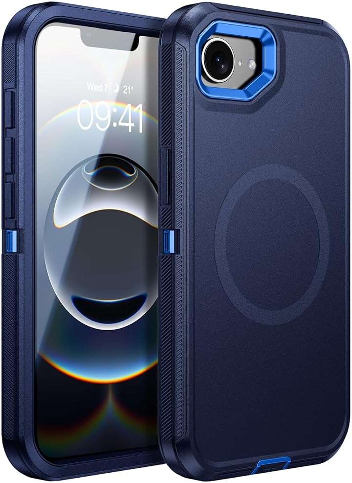 DUEDUE for iPhone 17E/16E Case Magnetic[Compatible with MagSafe], Military-Grade Drop Protection Shock-Absorbing Rugged Cover Heavy Duty Shockproof Phone Case for iPhone 17E/16E 6.1", Blue - Image 1