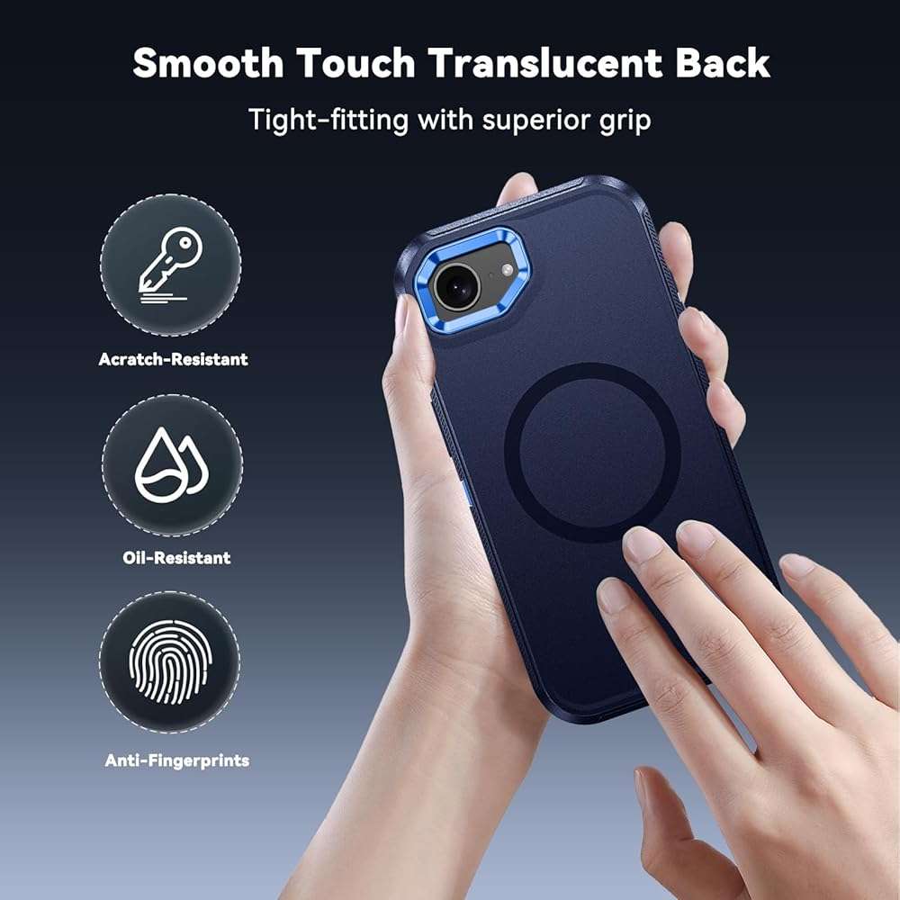 DUEDUE for iPhone 17E/16E Case Magnetic[Compatible with MagSafe], Military-Grade Drop Protection Shock-Absorbing Rugged Cover Heavy Duty Shockproof Phone Case for iPhone 17E/16E 6.1", Blue - Image 7