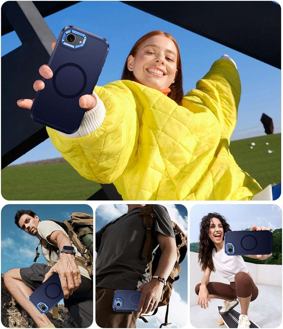 DUEDUE for iPhone 17E/16E Case Magnetic[Compatible with MagSafe], Military-Grade Drop Protection Shock-Absorbing Rugged Cover Heavy Duty Shockproof Phone Case for iPhone 17E/16E 6.1", Blue - Image 8