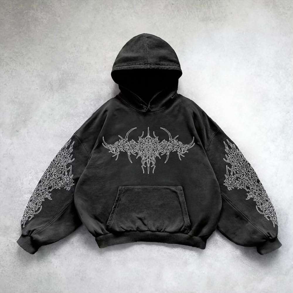 Cute Clad Y2K Vintage Printed Punk Hoodies Spring Autumn Men Women Casual Hoodie Gothic Fashion Harajuku Sweatshirt - Image 2