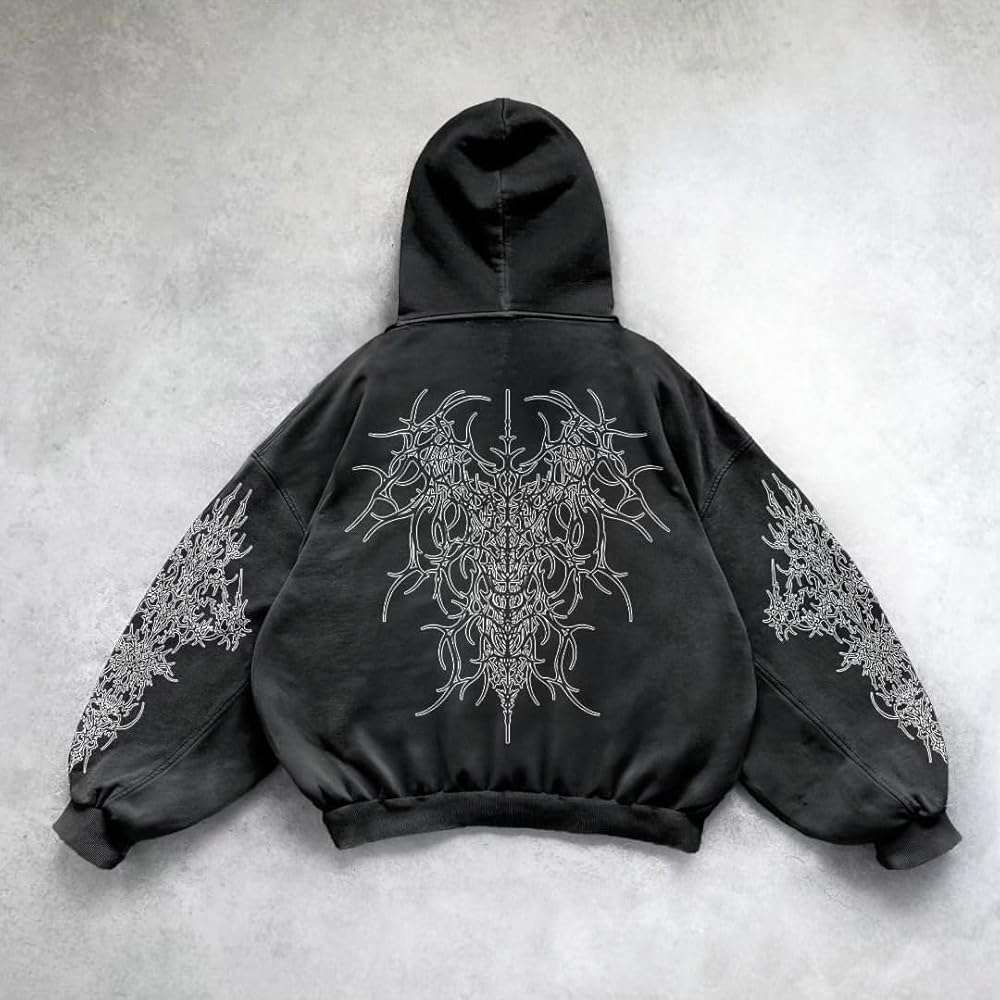 Cute Clad Y2K Vintage Printed Punk Hoodies Spring Autumn Men Women Casual Hoodie Gothic Fashion Harajuku Sweatshirt - Image 3