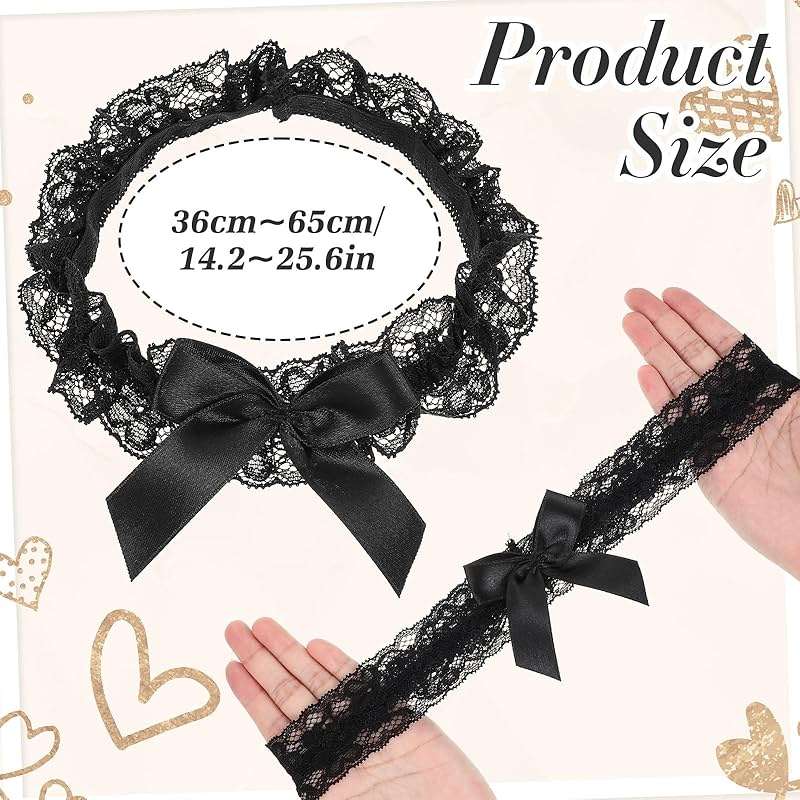 IANFAN Black Lace Garter, 2 PCS Adjustable 14.2–25.6in Thigh black garters for thigh With Bow, Sexy Bridal Garter Belt For Bride, Wedding, Party, Girls Gifts - Image 2