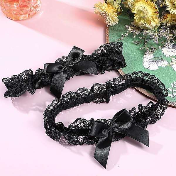 IANFAN Black Lace Garter, 2 PCS Adjustable 14.2–25.6in Thigh black garters for thigh With Bow, Sexy Bridal Garter Belt For Bride, Wedding, Party, Girls Gifts - Image 7