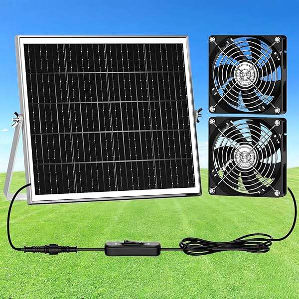 ZIZIWIN 5.5" Solar Chicken Coop Fan 2 Kit, 20W Solar Powered Greenhouse Fan Outdoor Waterproof for Vent Exhaust & Intake, for Outside Shed Doghouse Ventilation Air Circulation Cooling, No Battery - Image 1