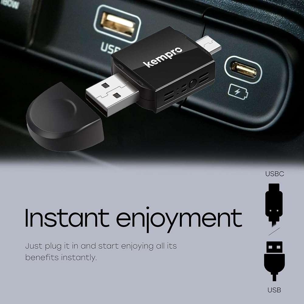 Kempro Wireless CarPlay & Android Auto Adapter, 2026 Upgraded Chipset, 2-in-1 Plug & Play Dongle, Wired to Wireless Converter, USB-A/USB-C, Auto Connect, iPhone iOS 10+ Android 11+, Cars 2016+ - Image 3