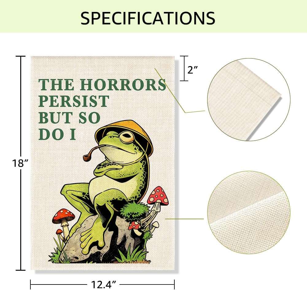 RZHV Frog Double-Sided Garden Flag for Outdoor House Yard Sign Garden Decor Parade, Social Justice Motivational Yard Sign House Patio Outdoor Banner (Horrors) - Image 3