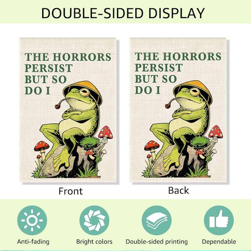 RZHV Frog Double-Sided Garden Flag for Outdoor House Yard Sign Garden Decor Parade, Social Justice Motivational Yard Sign House Patio Outdoor Banner (Horrors) - Image 4
