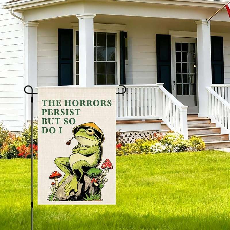RZHV Frog Double-Sided Garden Flag for Outdoor House Yard Sign Garden Decor Parade, Social Justice Motivational Yard Sign House Patio Outdoor Banner (Horrors) - Image 6