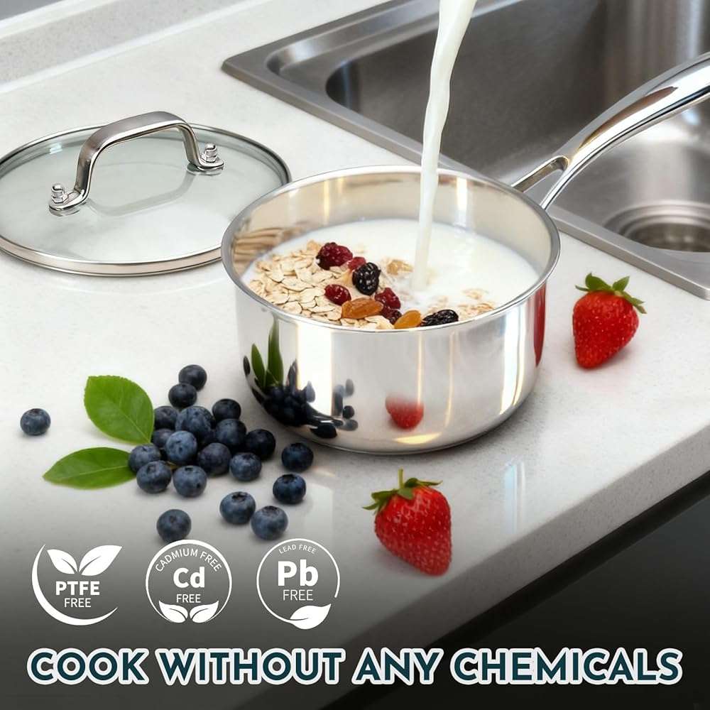 3 Ply Stainless Steel Cookware Set, AIVIKI 10-Pieces Pots and Pans Set, Induction Kitchen Cookware Set, Oven Safe to 500℉, Chef Quality Cooking Set w/Fry Pans, Saucepans, Dutch Oven, Kitchen Essential - Image 8