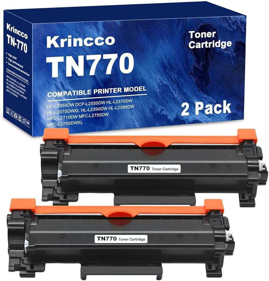 Remanufactured TN770 TN760 TN730 Replacement for Brother TN 770 TN 760 TN 730 Toner Cartridges Use with MFC-L2750DW MFC-L2710DW HL-L2350DW HL-L2395DW HL-L2370DW DCP-L2550DW Printer Black 2 Pack - Image 1
