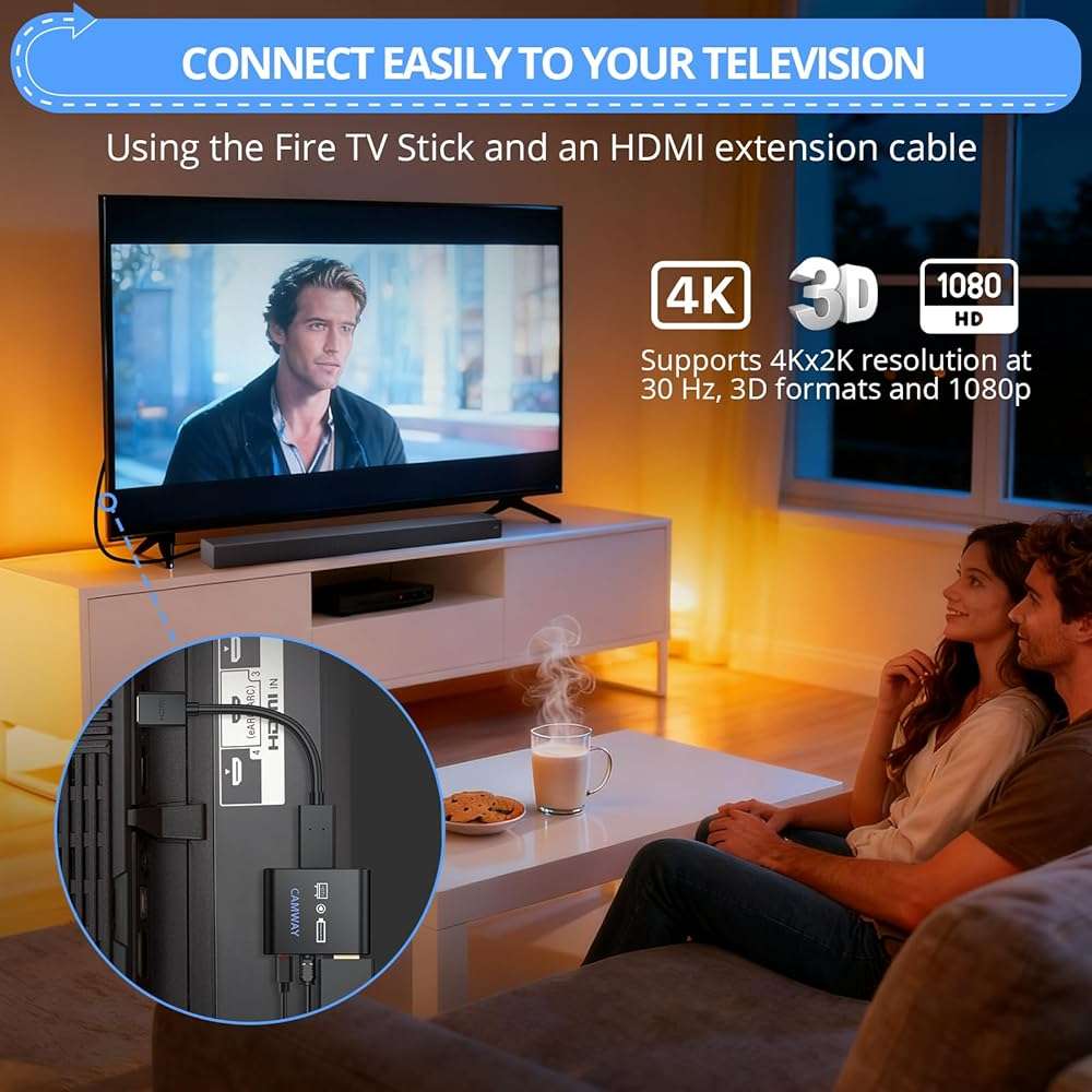 CAMWAY HDMI Audio Extractor 4K@30Hz 1080p - Work with Fire TV Stick to TV HDMI and Soundbar Optical - Support 5.1 Surround DTS/Dolby, No Audio Lag HD HDMIOptical Adapter, Plug and Play [No ARC/eARC] - Image 3