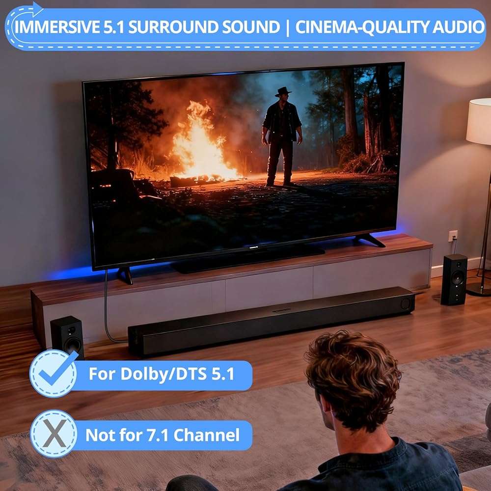 CAMWAY HDMI Audio Extractor 4K@30Hz 1080p - Work with Fire TV Stick to TV HDMI and Soundbar Optical - Support 5.1 Surround DTS/Dolby, No Audio Lag HD HDMIOptical Adapter, Plug and Play [No ARC/eARC] - Image 4