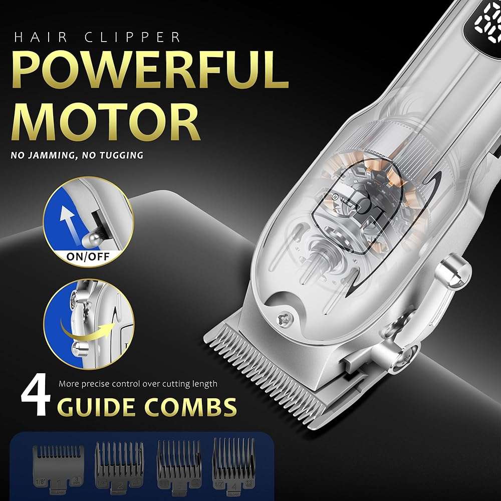 Hair Clippers for Men with LED Display, 4-Piece Cordless Grooming Kit with Hair Clipper, Beard Trimmer, Foil Shaver & Nose Trimmer, Complete Set for Home Barber - Image 3