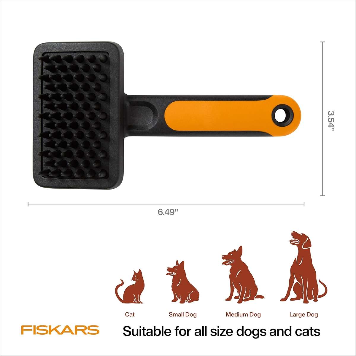 Fiskars Pet, Cat and Dog Brush, Fine Bristles & SoftGrip Handle for Gentle Grooming and Deshedding, Cat and Dog Supplies, Orange/Black - Image 6