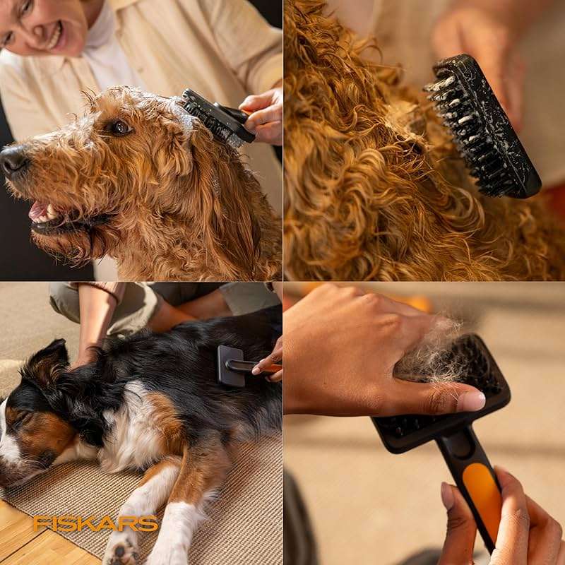 Fiskars Pet, Cat and Dog Brush, Fine Bristles & SoftGrip Handle for Gentle Grooming and Deshedding, Cat and Dog Supplies, Orange/Black - Image 10
